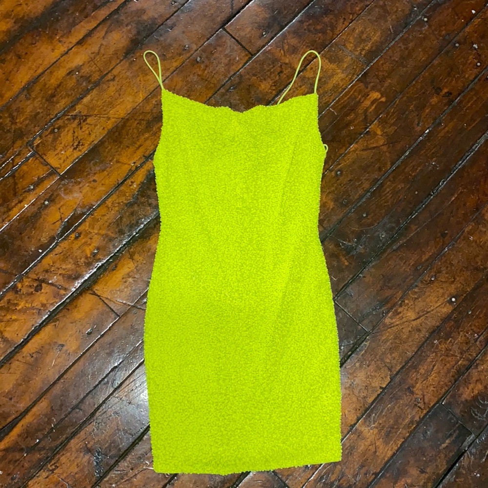 Alice+Olivia Neon yellow mini dress